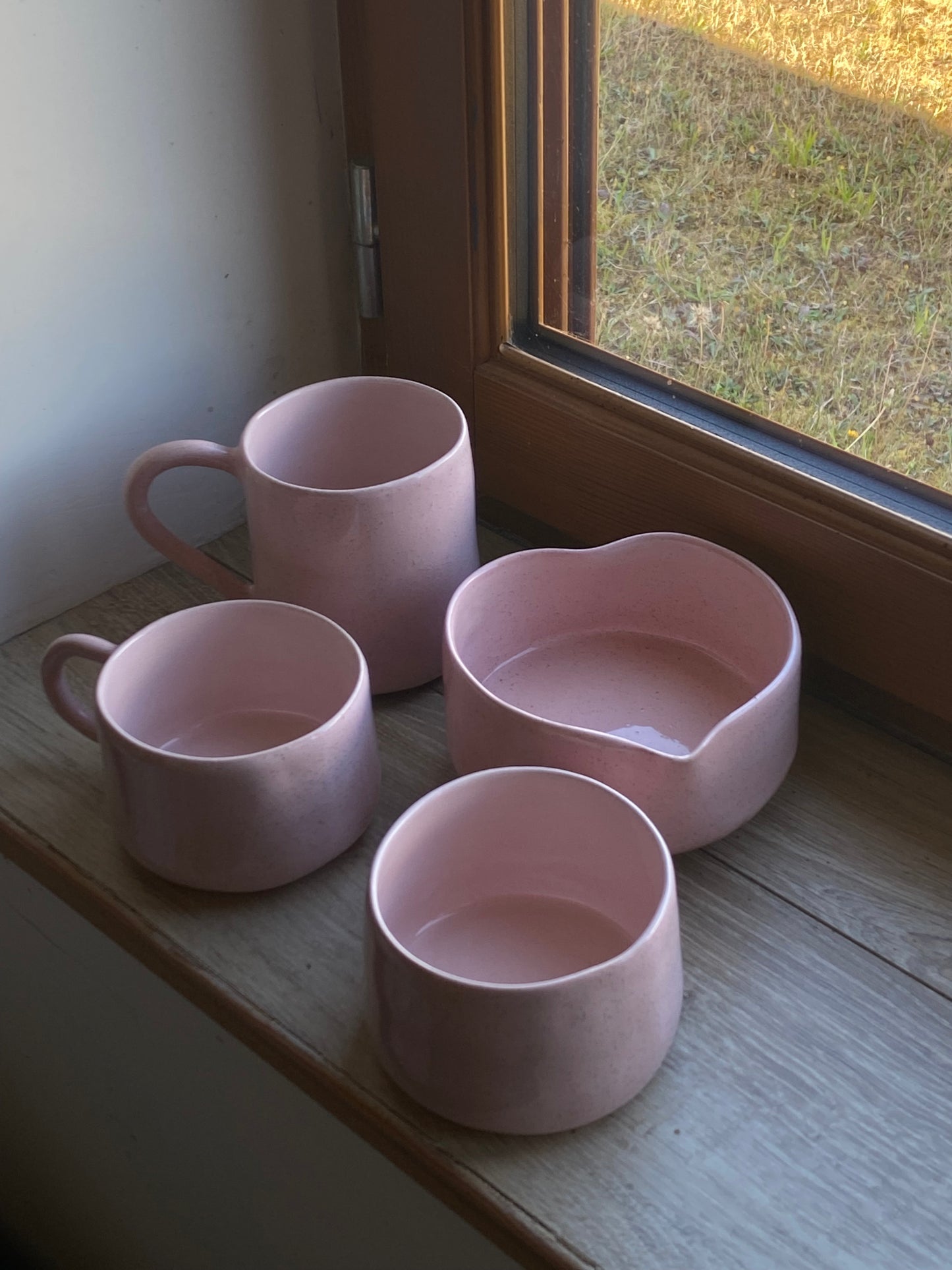 La Chawan Rose Grainé (avec anse) - PRECOMMANDE