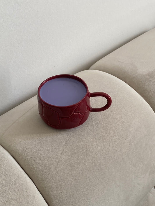 Chawan Bordeaux avec design